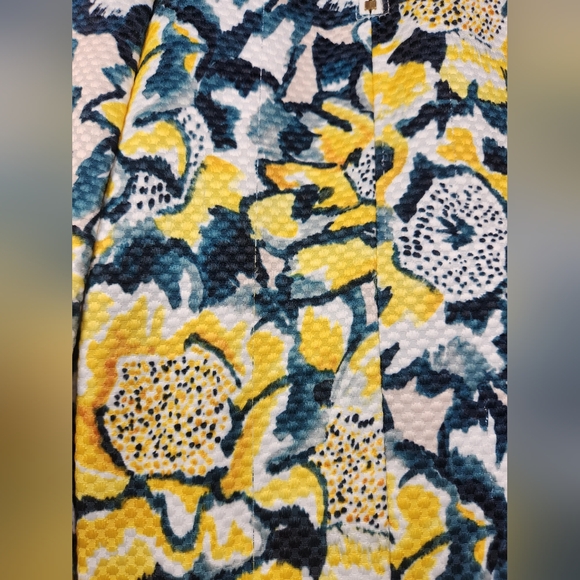 H&M Floral Print Flare Pleated Women's Midi Skirt Yellow Green Size 8 - Picture 7 of 14